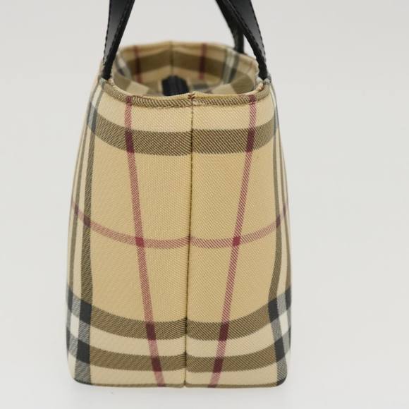 BURBERRY Nova Check Hand Bag PVC Leather Beige Auth yk6252 - Picture 3 of 10